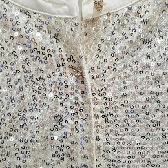 Rich Radi Q Sequin-Stitched French-Style Beige Shirt Size 2XL - Picture 9 of 12
